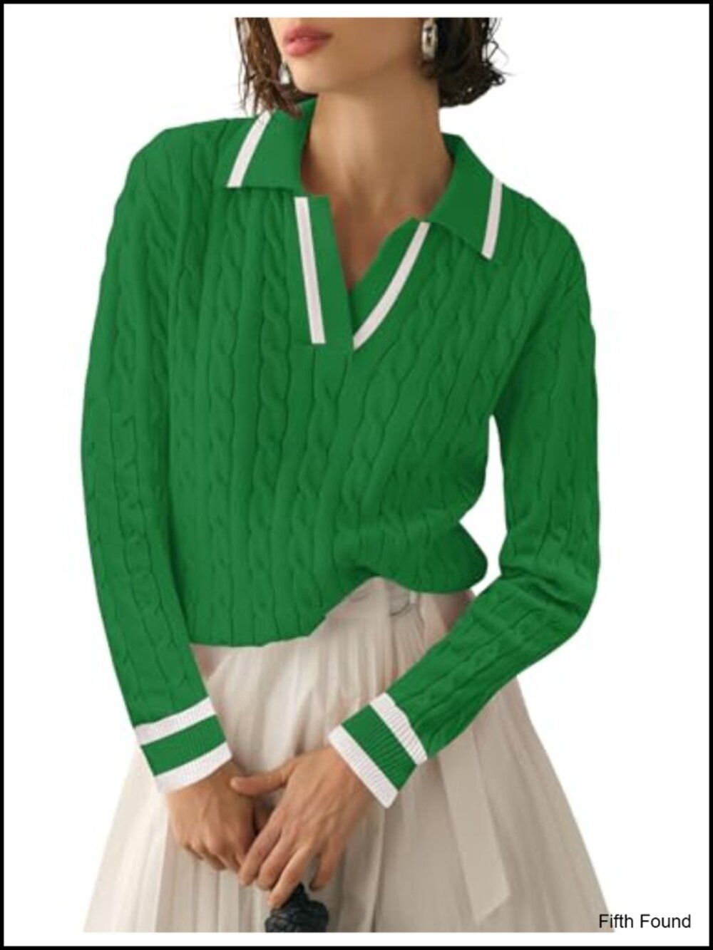 Womens Cable Knit V-Neck Long Sleeve Pullover Sweater Soft Jumper Top